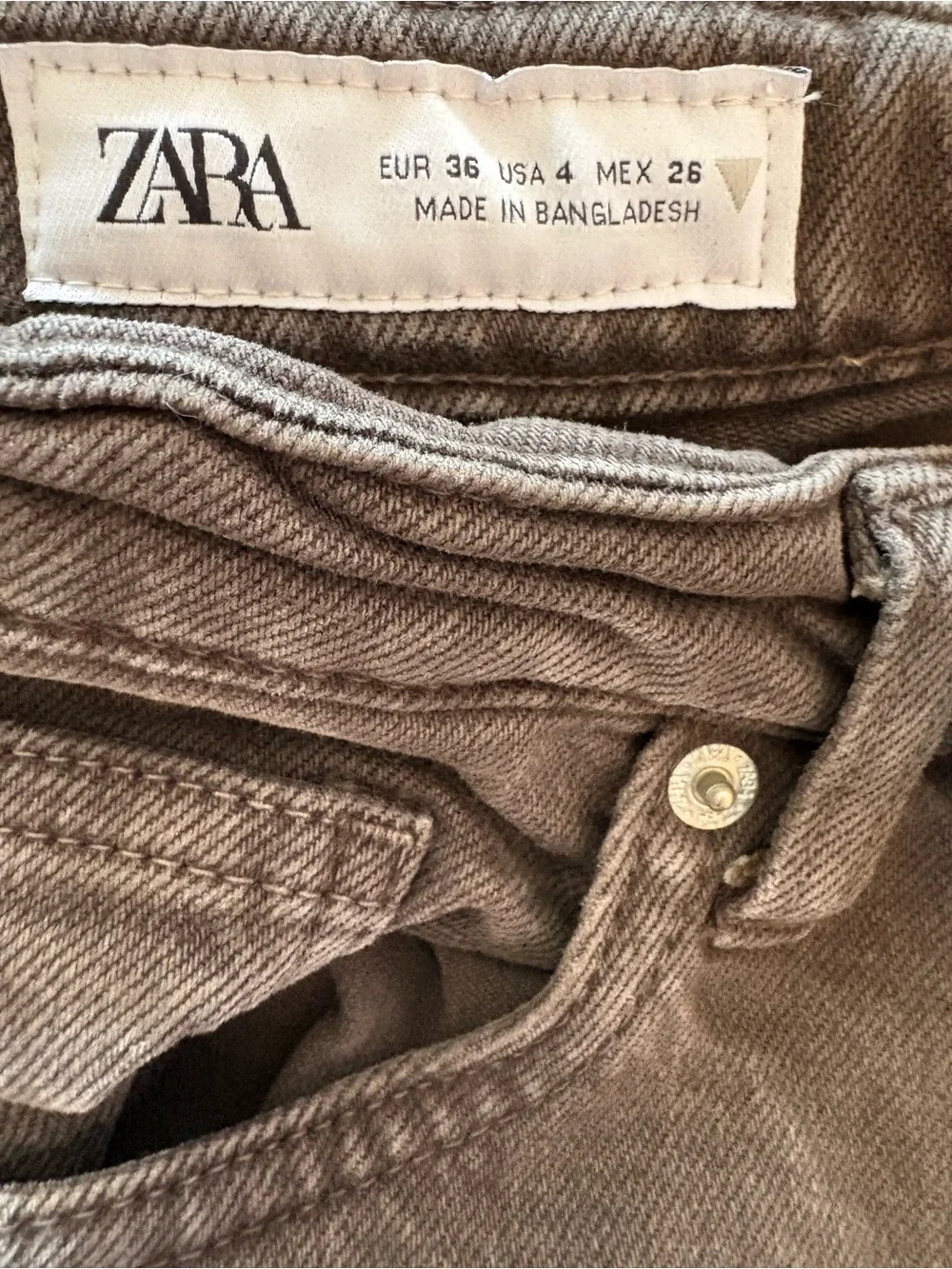 Zara Taupe Straight-Leg Jeans - Picture 3 of 4